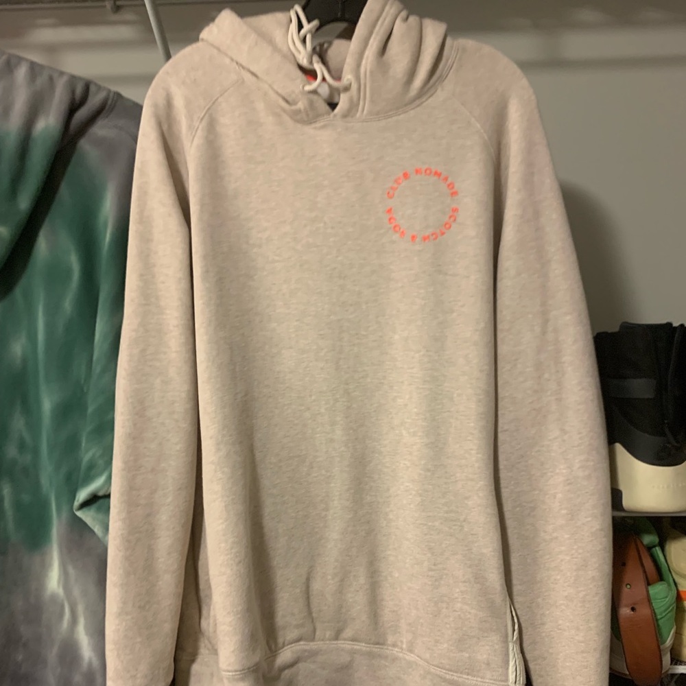 Scotch & Soda light gray hoodie with coral logo